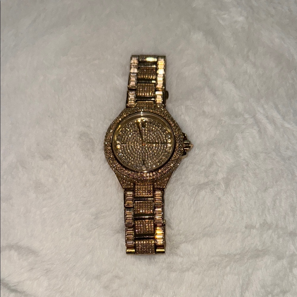 Gold-Tone Watch with Crystal Accents